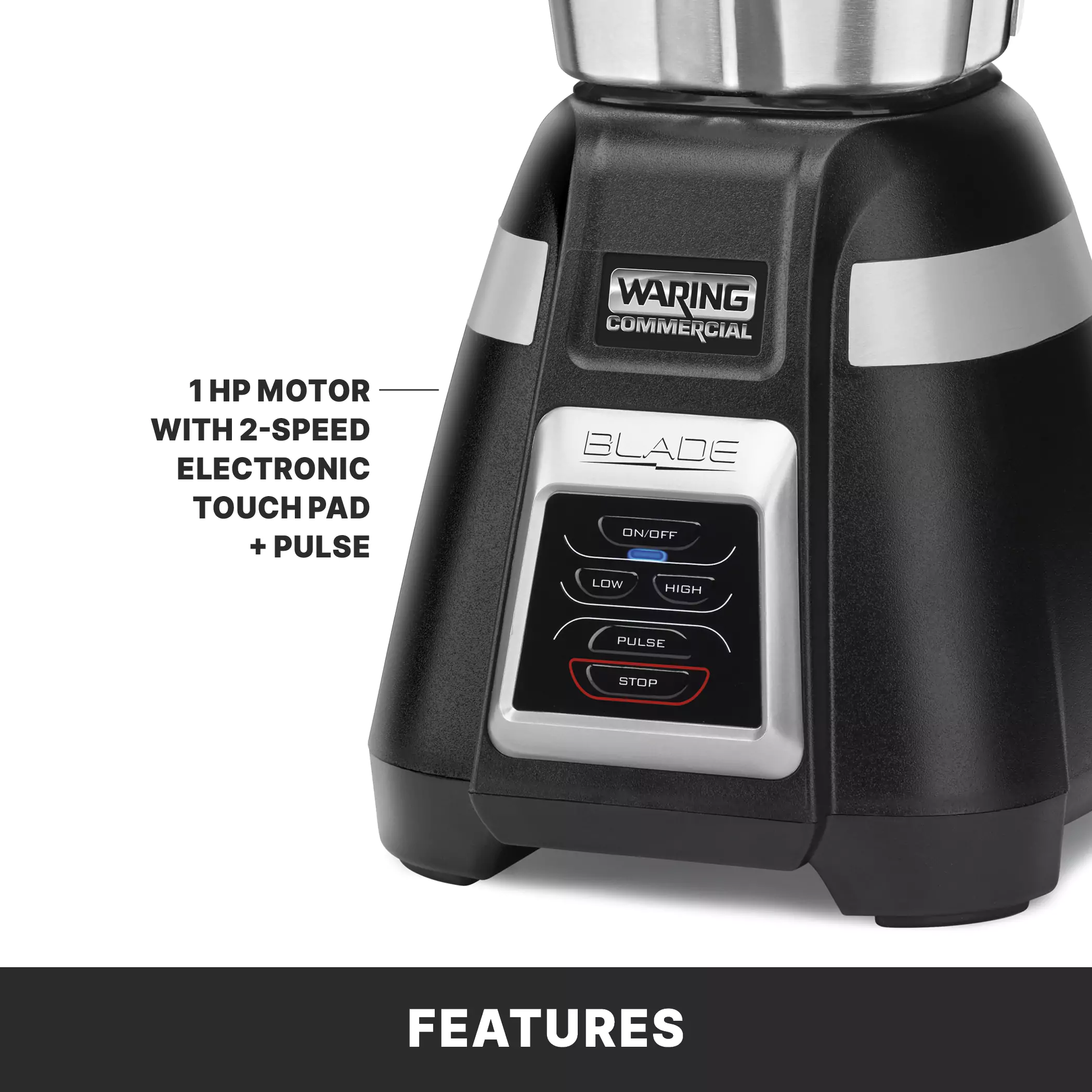 Blade Blender with Electronic Touchpad Control and Stainless Steel Container